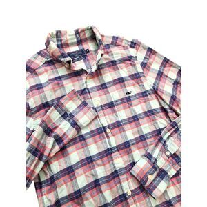 Vineyard vines Linen blend Classic fit button up shirt plaid mens SMALL